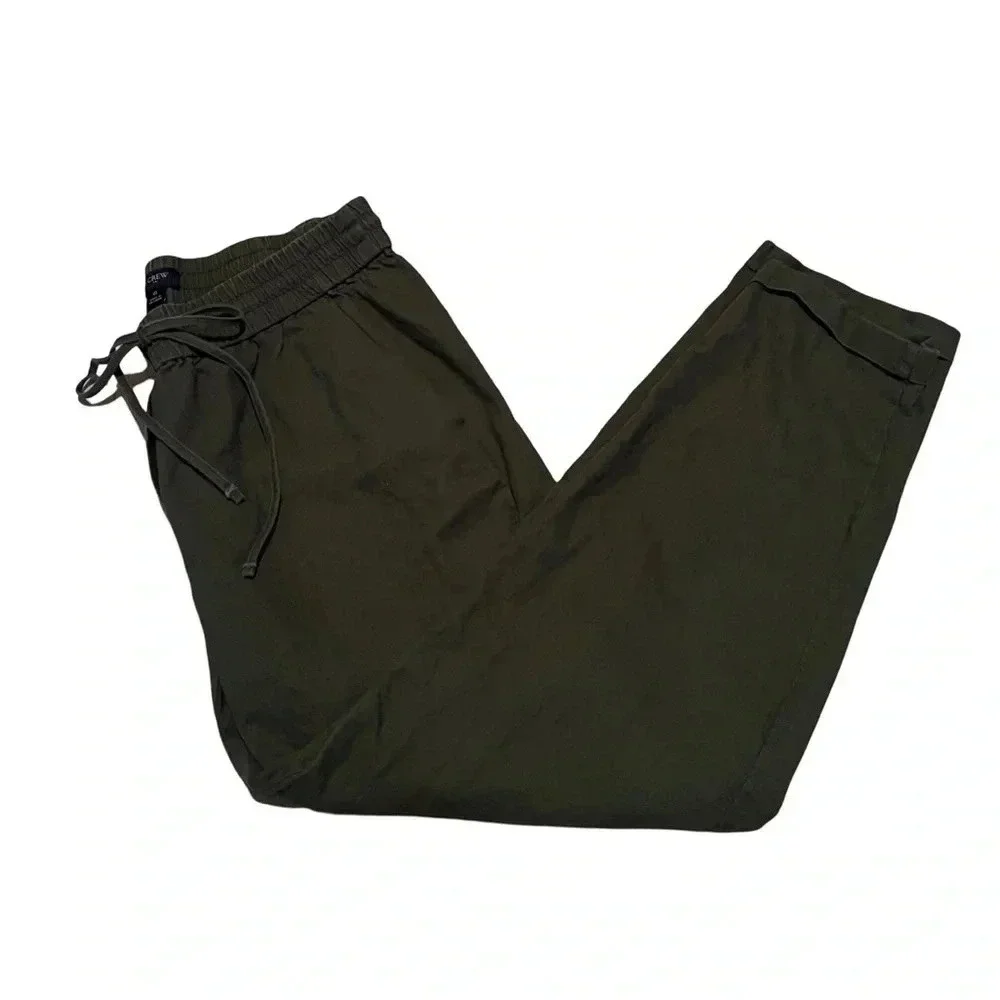 J.Crew Women Linen Blend Pants Green Size 6 Cropped Cuffed Hems BOHO Comfy - Picture 1 of 5